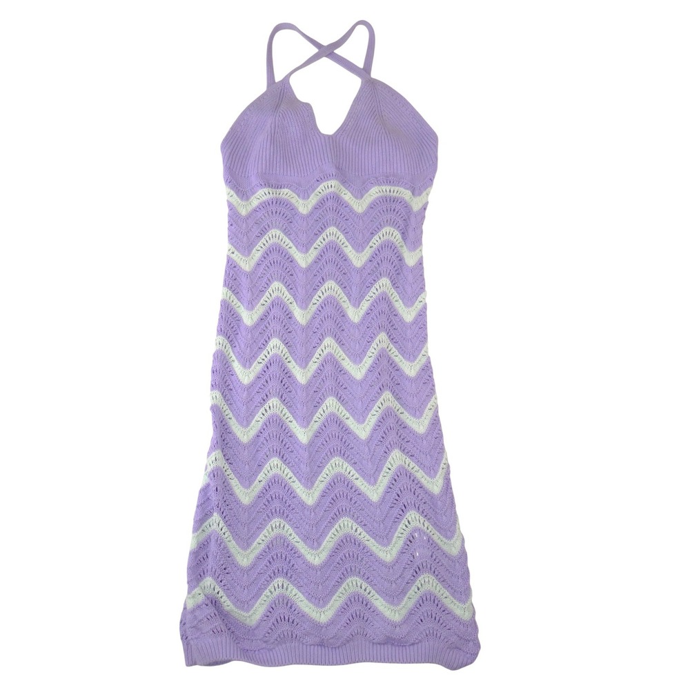 H&M Divided Purple Chevron Crochet Halter Midi Dress Womens Medium‎ 2817